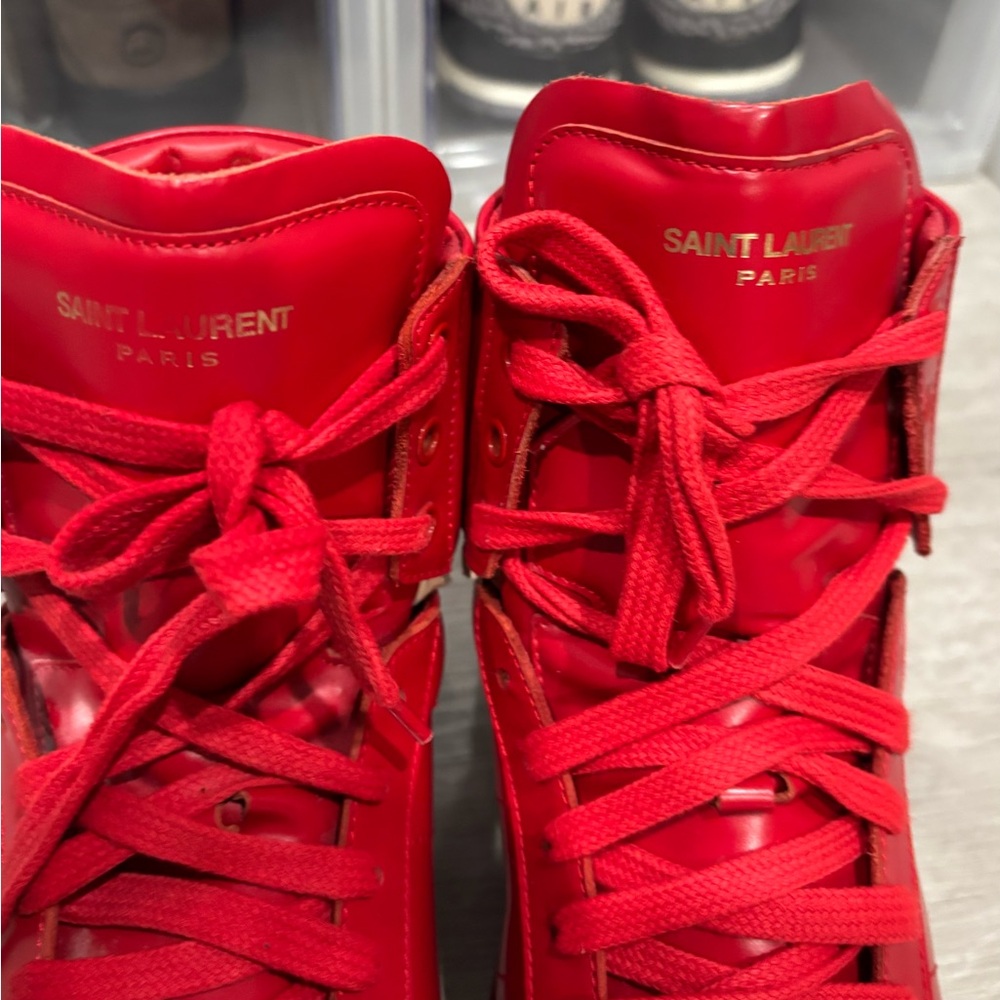 Saint Laurent Red High-Top Sneakers - Picture 4 of 4